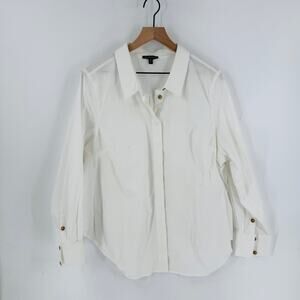 Universal Standard White Button-Down Shirt Size M Oversized Classic Cotton